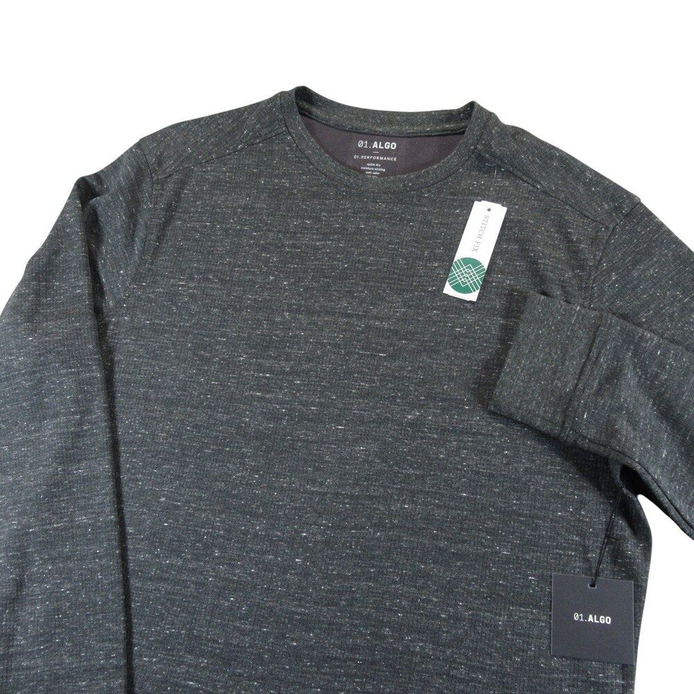 New 01.Algo Mens Sweater Pullover Denver Performance Thermal Crew XL Black